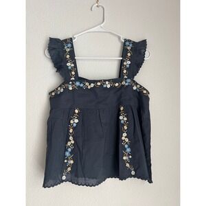 Unsubscribed Embroidered Flutter Sleeve Tank Top Classic‎ Navy Size
 4